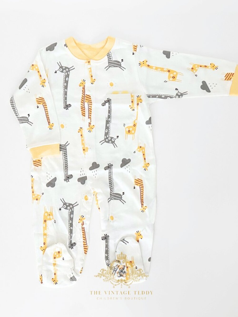 NWT Cute Baby Sleep N' Play One-piece Bodysuit Footed Romper Giraffe Print 9-12M